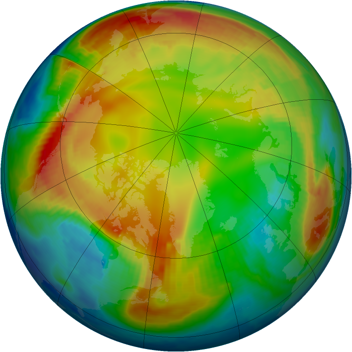 Arctic ozone map for 31 January 1999